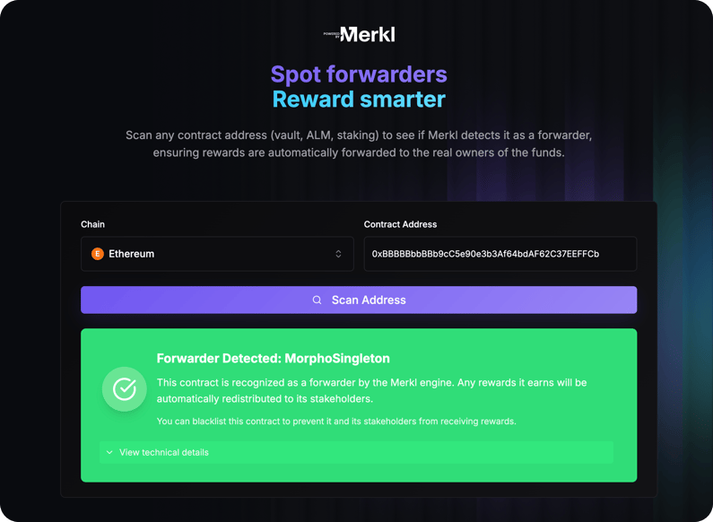 Merkl forwarder scan