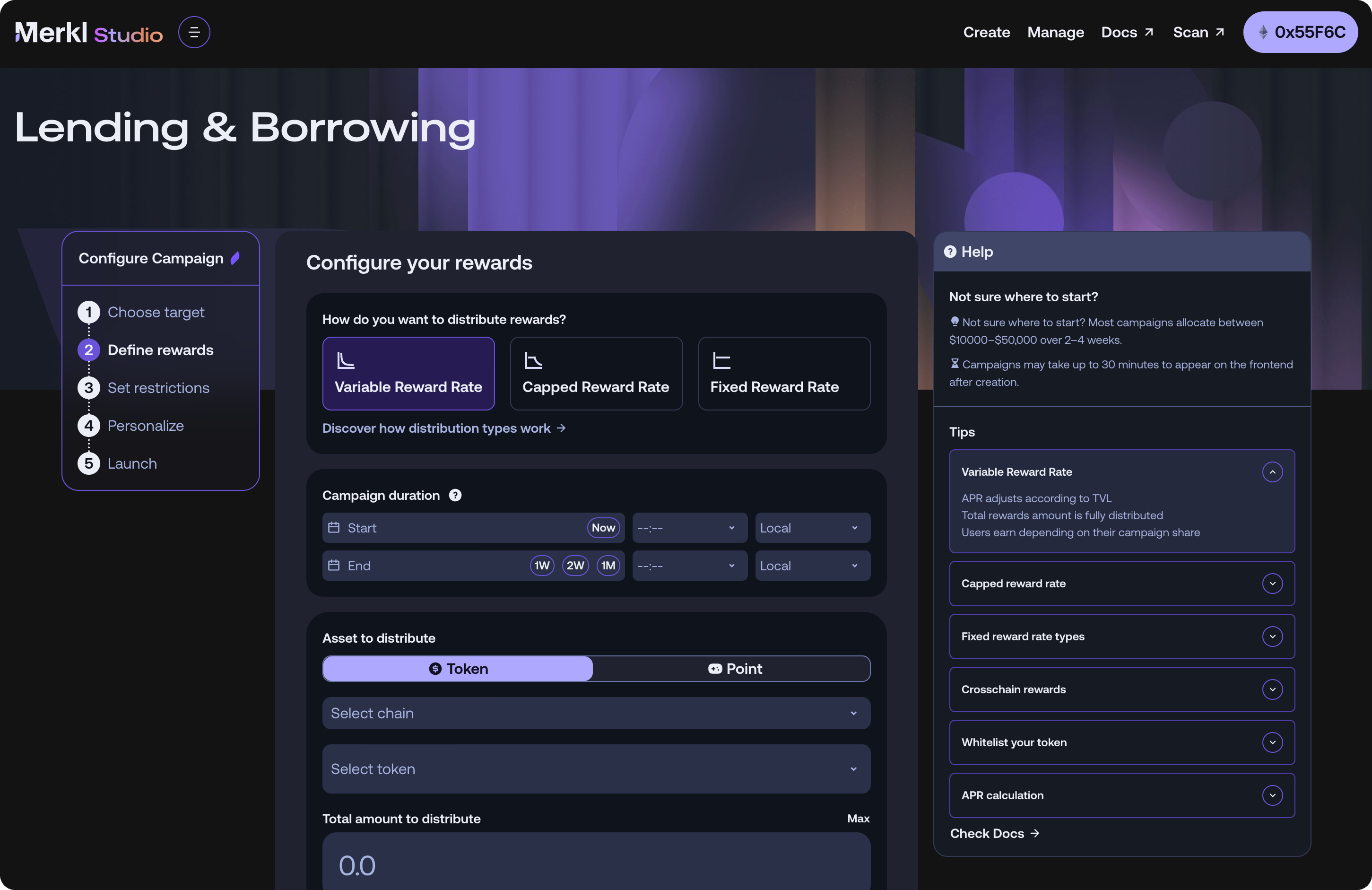 Incentive campaigns creation in Merkl Studio