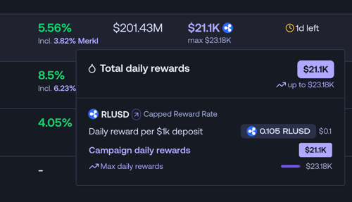 Screenshot of max daily rewards in the Merkl App